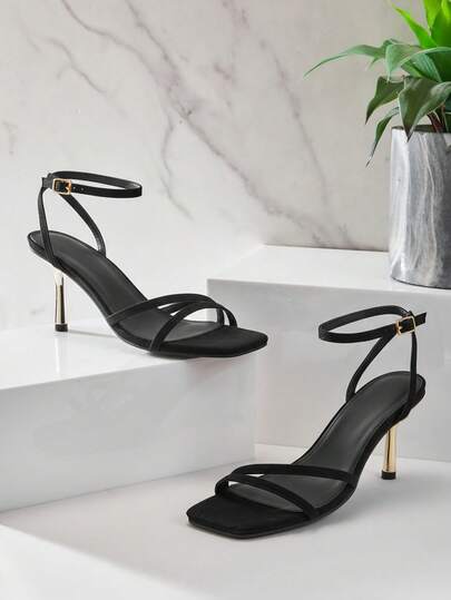 SHUZIA Fabulous Women's Faux Suede Square Toe Sexy Heeled Ankle Buckle Strap Dance Holiday Party Spring Summer Sandal