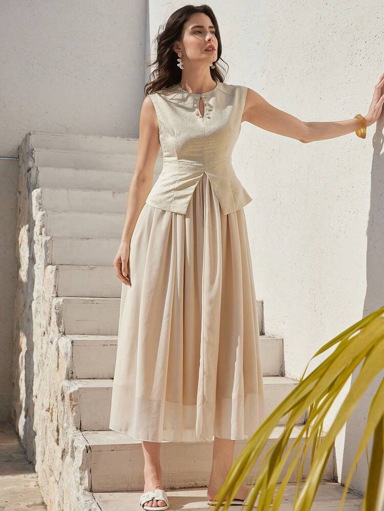Women's Elegant Sleeveless Dress, Summer Business Casual Woman