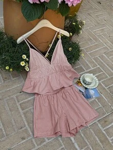 Comfortcana Bộ đồ nữ dệt màu xanh dương, kiểu dáng thường ngày. - Cà phê nâu - Xem 2