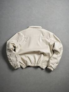 PAVTROS Men's Turndown Collar Zipper Letter Graphic Pocket Casual Versatile Daily Wear Long Sleeve Jacket Light Jacket Race Jacket Windbreaker Leather Jacket Outwear - Apricot - View 2