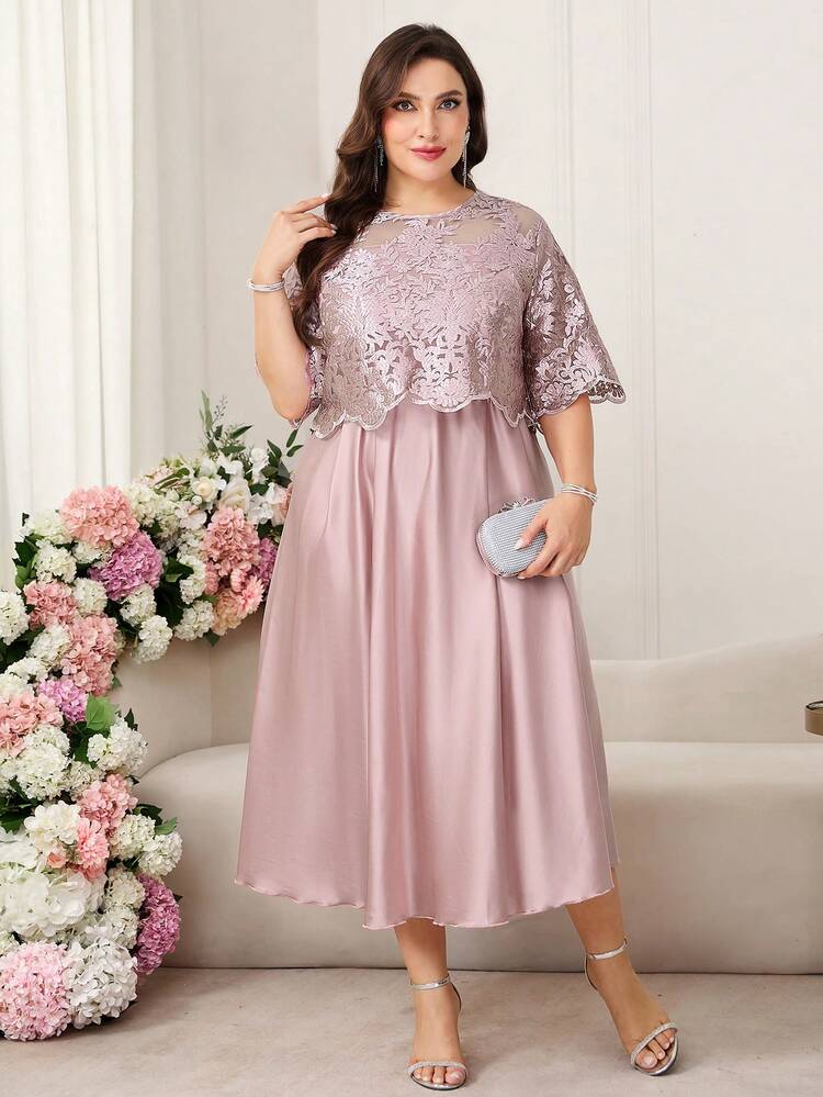 Reflora Plus Size Elegant Floral Embroidery Round Neck Dress, Summer,Summer,Spring,Summer Outfits ,Summer Clothes,Summer Holiday Outfits,Spring Outfit Women,Spring Clothing,Spring Women,Summer Dress,Spring Dress,Party Dress,Elegant Dresses For Party, Elegant Party Dresses For Women,Sequin Skirt,Sequin Dress,Sequin,Sparkly Dress Summer Dress,Spring Dress, Elegant Dresses For Women ,Elegant Dress For Women,Elegant Dresses,Elegant Dresses For Party ,Elegant Long Dress Luxury Evening Dresses For Women,Luxury Women's Jalabiya,Luxury Evening Dress For Women ,Luxury Evening Dresses For Weddings,Luxury Women's Abaya Summer Dress,Spring Dress,Wedding Guest Dress For Women ,Wedding Party Dress,Wedding Guest Dress,Luxury Evening Dresses For Weddings ,Bridesmaid Dress,Wedding Guest Dresses,Dress For Wedding Guest,Wedding Guest Party Dress,Luxury Dresses,Wedding,Weddings & Events,Wedding,Summer Dress,Spring Dress Pink Dress Pink - Pink - View 4