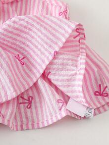 SHEIN Playful Pals 2 Stück/Set Baby Mädchen Frühling&Sommer Lässig Stil, einfaches ärmelloses Slip Top & Schleife Dekor Kurze Jeans - Pink - Übersicht 7