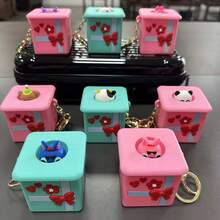 The Charm Of Creative Mixing And Matching - Four Square-Shaped Stress-Relief Keychain Pendants That Can Be Freely Matched With Handbags And Backpacks - Multicolor - View 1