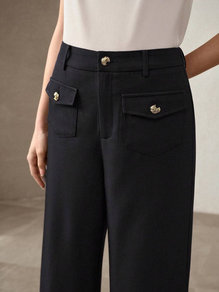 WOMEN RELAXED FIT STRAIGHT LEG CASUAL PANTS