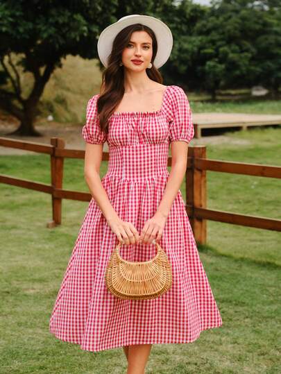 Vintamour Vintage Elegant Women's Dress With Pocket Plaid Puff Sleeves Casual Holiday Dress Summer Dresses For Women Summer Outfits Holiday Outfits Spring Outfit Women Spring Dress Women Spring Clothing Spring Break Outfits Spring Clothes Women Elegant Dresses For Party Elegant Party Dresses For Women Wedding Guest Dress For Women Wedding Party Dress Graduation Dress Elegant Ceremony Dresses Elegant Dresses For Women Formal Dress Red Gingham Dress Cottagecore Dress Milkmaid Dress Spring/Summer Elegant Dress For Women Casual Vacation Dress For Women