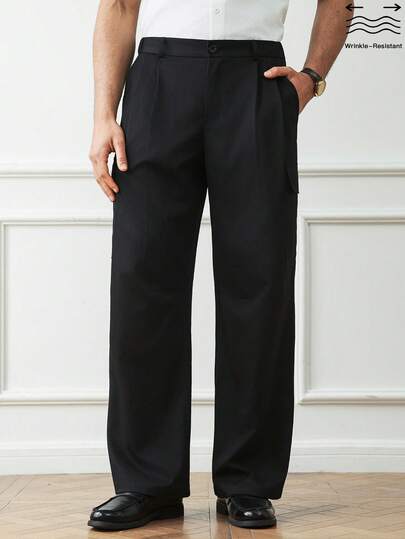 HUEFORM Men's Cooling, Wrinkle-Resistant, Vintage-Inspired Casual Loose Straight Leg Cargo Pants With Pockets, Suitable For Home And Commute