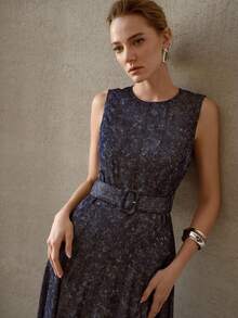 MOTF PREMIUM ĐẦM DENIM XANH DÀI NGẮN DÀNH CHO NỮ, CÓ THẮT LƯNG - Màu xanh lam - Xem 6