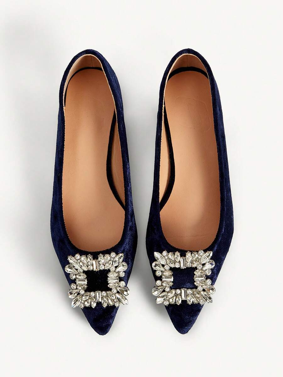 CUCCOO CHICEST 女士时尚优雅派对水晶装饰尖头高跟鞋 - 寶藍色 - 查看 1