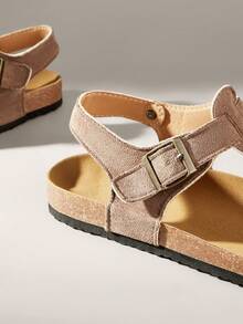 Solecia Sandalias planas de dedo casual para mujer, de unicolor, para primavera y verano, ideales para vacaciones de primavera y Pascua - Terciopelo marrón oscuro - Ver 5
