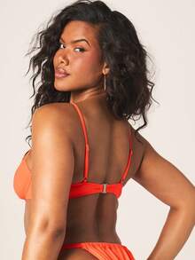 MISSGUIDED High Rise Ruched Bikini Bottoms With Metal Sun Charm Detail Orange Summer Swimwear - Orange - View 3