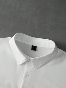 PAVTROS Men's Casual Eye & Teardrop Print Button Front Short Sleeve Shirt - White - View 7