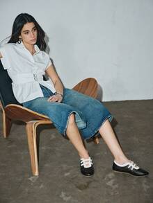 新款春秋英伦风时尚低帮芭蕾平底系带休闲玛丽珍鞋 - 黑色 - 查看 5