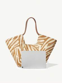 SHECARRY BOLSO DE TELA CON ESTAMPADO TOTAL PARA MUJER, ADECUADO PARA USO CASUAL Y DE VACACIONES - Multicolor - Ver 4