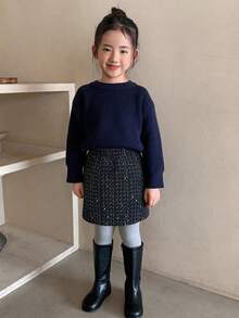 DAZY Young Girl High Waist Casual Plaid Mini Skirt - Black - View 5