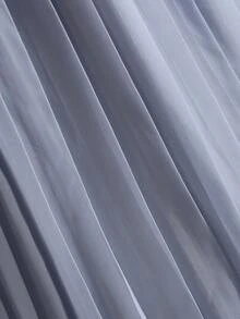 SHEIN 少女优雅简约时尚V领荷叶边无袖高腰中长纯色雪纺面料灰蓝色连衣裙，夏季少女毕业/婚礼礼服浅灰蓝色连衣裙荷叶边袖连衣裙褶皱长裙灰蓝色连衣裙女士中长连衣裙夏季连衣裙褶皱连衣裙女士春季连衣裙优雅女装 - 霧霾藍 - 查看 7
