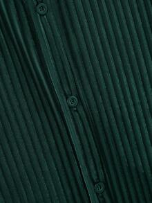 EASEVO Plus Size Men's Casual Vertical Striped Short Sleeve Shirt, Summer - Green - View 7