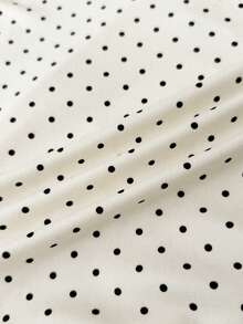 SHEIN Tween Girls Knit Casual Minimalist Polka Dot Print Asymmetric Ruched Cropped Top, Suitable For Spring/Summer, Casual, Personalized Styling, Daily Wear - Apricot - View 6