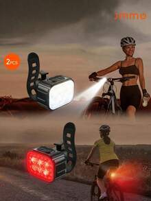 JMMO Bike Lights For Night Riding, USB Rechargeable Bike Lights Front And Back, Waterproof Bicycle Light, 4+6 Modes Bike Headlight And Tail Light Set, Fast Charging, Easy To Install - Black - View 1