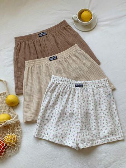 Comfortcana Set casual da 3 pezzi con pantaloncini e tasche sul retro per donne taglie forti
