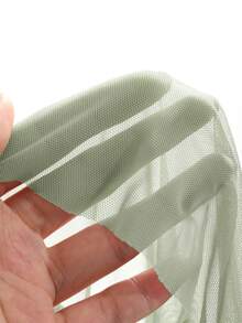 DAZY 2pcs Sheer Mesh Frill Trim Bow Decor Front Open Nightgown & G-String Sexy Lingerie Set - Green - View 6