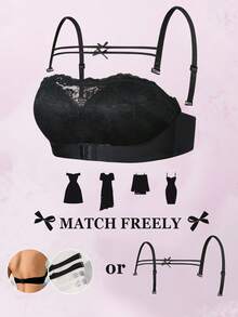 DesireSculpt 1pc Women's Underwire Lace Front Closure Supportive Bra - Black - View 4