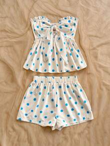 Soleia Bộ đồ 2 mảnh dành cho nữ gồm áo crop top không tay và quần short dáng suông in họa tiết kẻ sọc, thích hợp cho tiệc tùng, đi biển, du lịch. - Nhiều màu - Xem 5