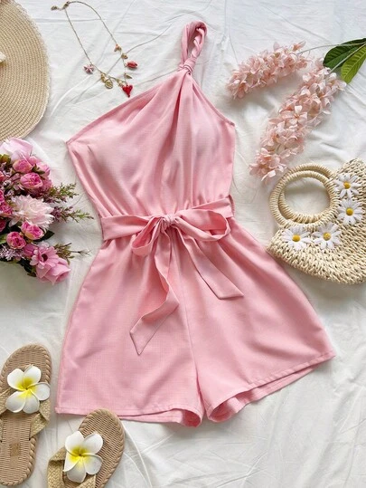 Soleia Women's Solid Color Casual Sleeveless Jumpsuit