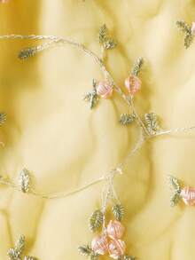 Souflis Souflis 少女浅黄色刺绣薄纱蝴蝶结腰裙，适合日常穿着，甜美可爱，优雅假日风情 - 黃色 - 查看 6