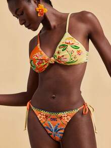 Travachic Women's Summer Beach Floral Print Twist Front Sexy Bikini Set - Multicolor - View 4