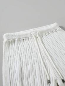 Manfinity Homme Quần nam mùa hè dáng suông, màu trơn, có dây rút ở eo và túi chéo. - trắng - Xem 5