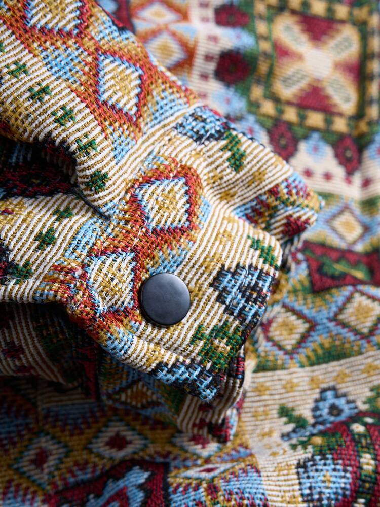 PAVTROS Men's Woven Geometric Jacquard Drawstring Hem Jacket - Multicolor - View 6