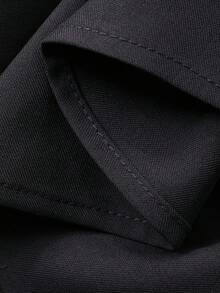 FRIFUL Women's Solid Dark Gray Waistband Side Slit Drawstring Bow Ruffle Hem Layered Pleated Casual Versatile Skirt - Dark Grey - View 7