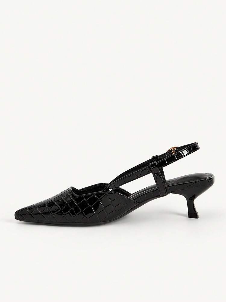 CUCCOO CHICEST Women Spring/Summer New Pointed Toe Wine Glass Heel Mid-Heel Romantic Elegant Simple Sexy Stone Pattern Women's High Heel Shoes Open Heel Spring Shoes Bride Shoes