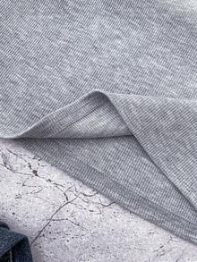 SHEIN Vestido ajustado de punto acanalado con cuello de contraste personalizado, botones y bordado de mariposa para niña preadolescente en gris y blanco, vestidos de verano - Gris - Ver 5