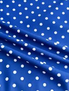 SHEIN Áo tắm liền thân cổ yếm họa tiết chấm bi và bướm dành cho thiếu nữ, thích hợp cho kỳ nghỉ hè ở bãi biển. - Xanh và trắng - Xem 8