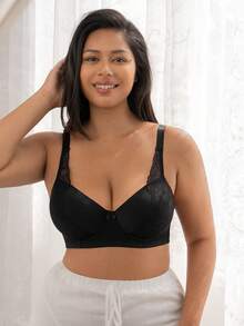 DesireSculpt 1 chiếc áo ngực có gọng phối ren dành cho nữ cỡ lớn - màu đen - Xem 5