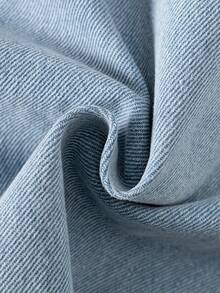 Manfinity EMRG Faded Blue Straight Loose Fit Denim Jeans With Graphic Print Slogan, Casual Street Style For Spring/Summer Graphic Baggy Jeans Flame Pants - Blue - View 3