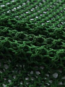 Manfinity Fever City 男士纯色圆领宽松镂空毛衣 - 軍綠色 - 查看 5