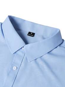 Manfinity Bizformal Áo sơ mi dài tay nam công sở - Màu xanh nhạt - Xem 3