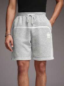 STYNVO 男士夏季休闲星形印花抽绳腰短裤 - 灰色 - 查看 3