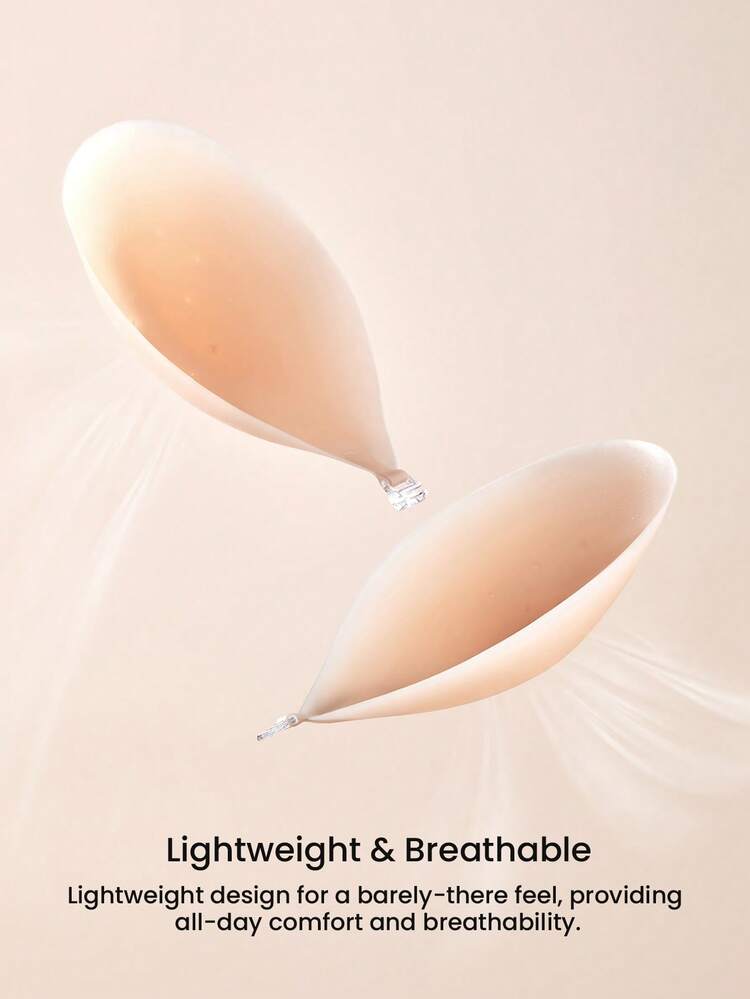 Sutiã Autoadesivo Reutilizável, Sem Alças, Sem Costas, Perfurado, Invisível, Com Elevação em Silicone - Com Pastilhas para Mamilos Grátis - Essenciais de Viagem Prontos para Usar, Capa para Mamilos Rosa para Casamento