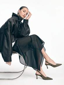 Mnmlis 女士后系带气质优雅简约高跟鞋 - 軍綠色 - 查看 9