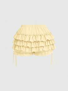 ROMWE Kawaii Women Shorts - Yellow - View 2