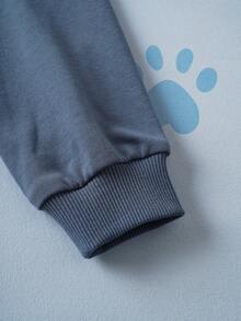 SHEIN | PAW Patrol Young Boy Casual Everyday Commute Cute Cartoon Dog & Letter Print Raglan Sleeve Crew Neck Sweatshirt And Cuffed Sweatpants Set, Autumn/Spring - Blue and White - View 5