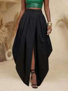 BamGlimmer 春季情人节新年假期新款宽松黑色半身裙，时尚活泼的度假嘻哈休闲风，适合旅行、日常穿着、返校、派对等场合。 - 黑色 - 查看 5