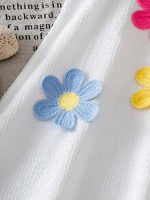 Genkimix Kids 少女无袖夏季连衣裙，方领白色荷叶袖连衣裙，宽松轻盈，自然温柔甜美优雅，适合各种夏季休闲场合，清新可爱。 - 白色 - 查看 7