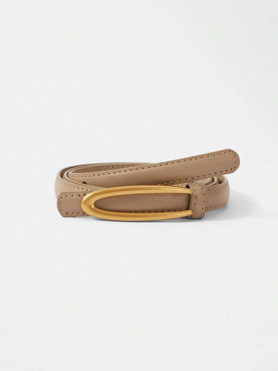 MOTF PREMIUM 1PC WOMEN BASICS SMOOTH BUCKLE SKINNY WAIST BELT, SUITABLE FOR WORK DAILY COMMUTE - Apricot - View 2