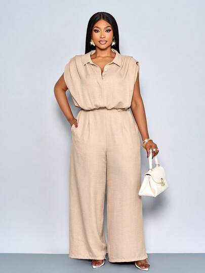 SOLERSUN Plus Size Women's Casual Linen Top For Spring And Summer, Solid Color, With Pleated Pockets And A Pleated Hem, Perfect For Everyday Wear And Casual Vacations,Fashionable Commute