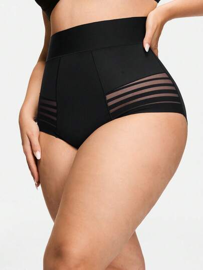 SHAPORA 1 pieza Pantalón moldeador a rayas para mujer de talla grande, cómodo y minimalista con levantamiento de cintura y control de abdomen, adecuado para uso diario, fitness, yoga y deportes