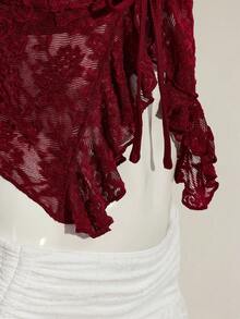 SHEIN ICON Camiseta de tirantes con abertura en el bajo, de tela jacquard con textura - Burdeos - Ver 10